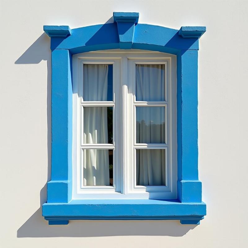 mẫu phào chỉ cửa sổ phong cách địa trung hải màu xanh dương tươi mát