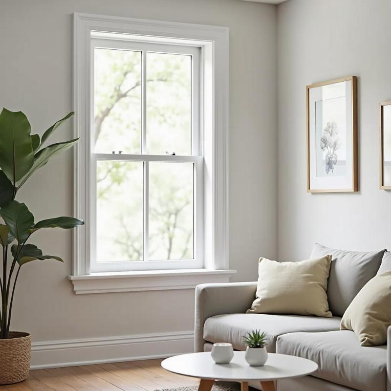 mẫu phào chỉ cửa sổ nhựa ps trắng trang trí phòng khách hiện đại