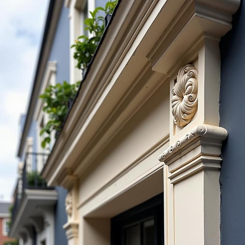 Mẫu phào chỉ mặt tiền nhà ống nhựa PS hoa tiết tân cổ điển tinh xảo và sang trọng