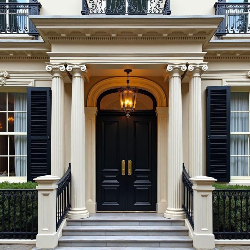 Mẫu phào chỉ mặt tiền nhà ống tân cổ điển với hoa tiết cầu kỳ và sang trọng