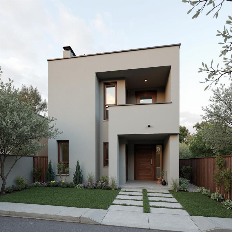 Mẫu phào chỉ mặt tiền nhà ống xi măng thiết kế đơn giản và hiện đại