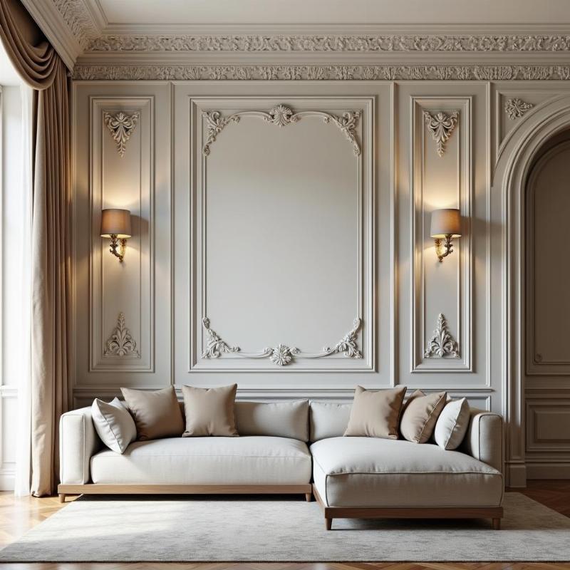 Mẫu phào chỉ PS hoa văn cho phòng khách tân cổ điển sang trọng