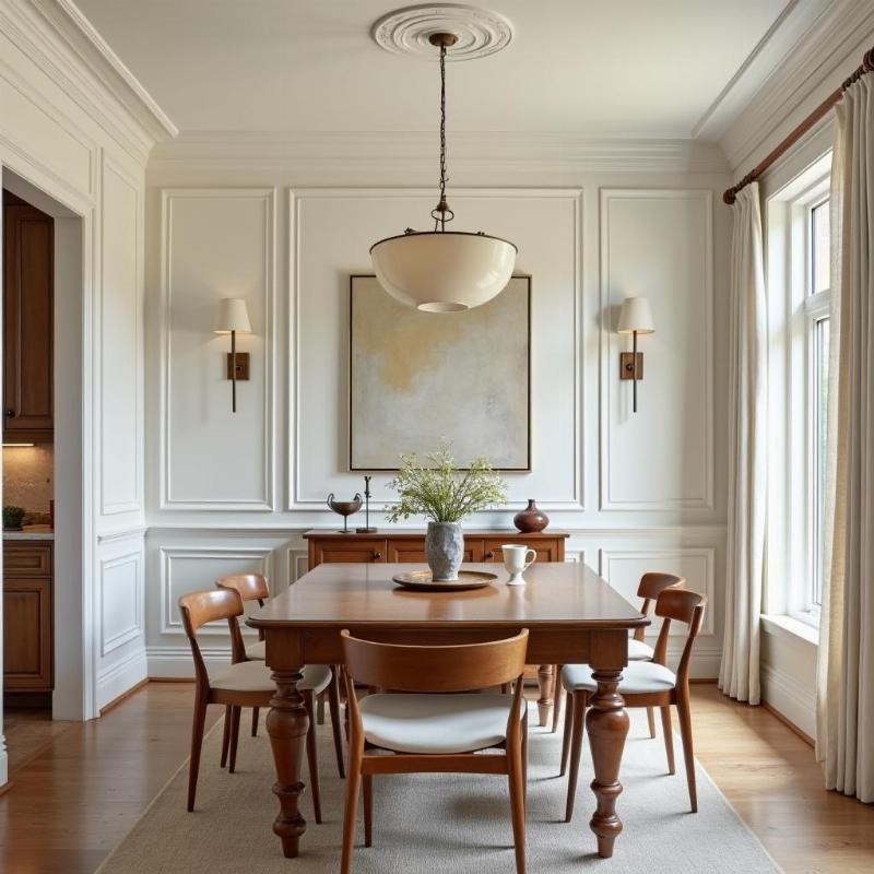 Mẫu phào chỉ PS tường nhà cho phòng ăn gia đình, tạo không gian ấm cúng