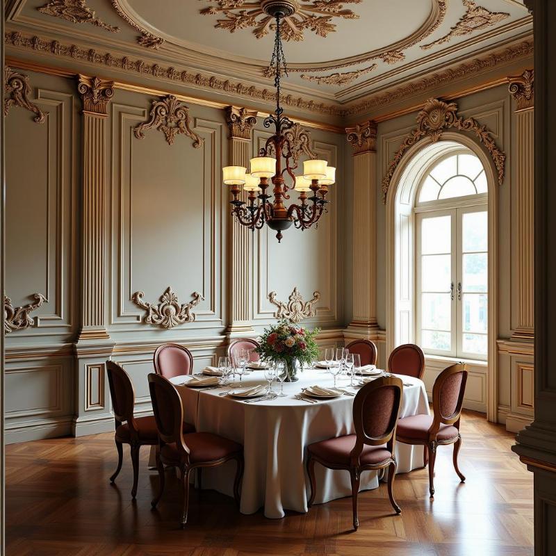 Mẫu phào chỉ PU chạm trổ tinh xảo phong cách cổ điển cho phòng ăn