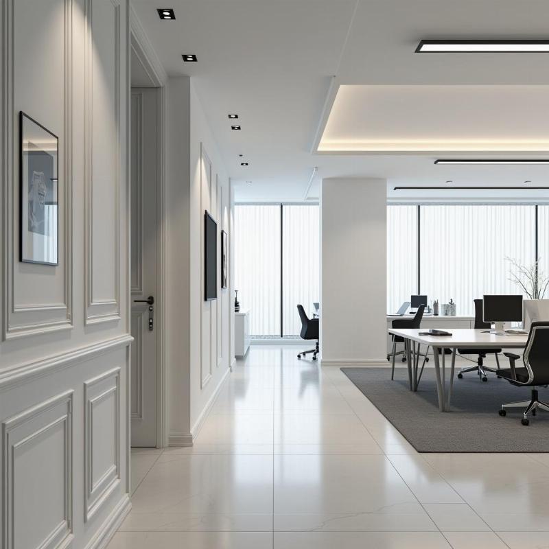 Mẫu phào chỉ PU đường thẳng đơn giản phong cách tối giản cho văn phòng