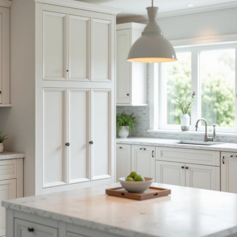 Mẫu phào chỉ PU trắng trơn trang trí tường phòng bếp hiện đại