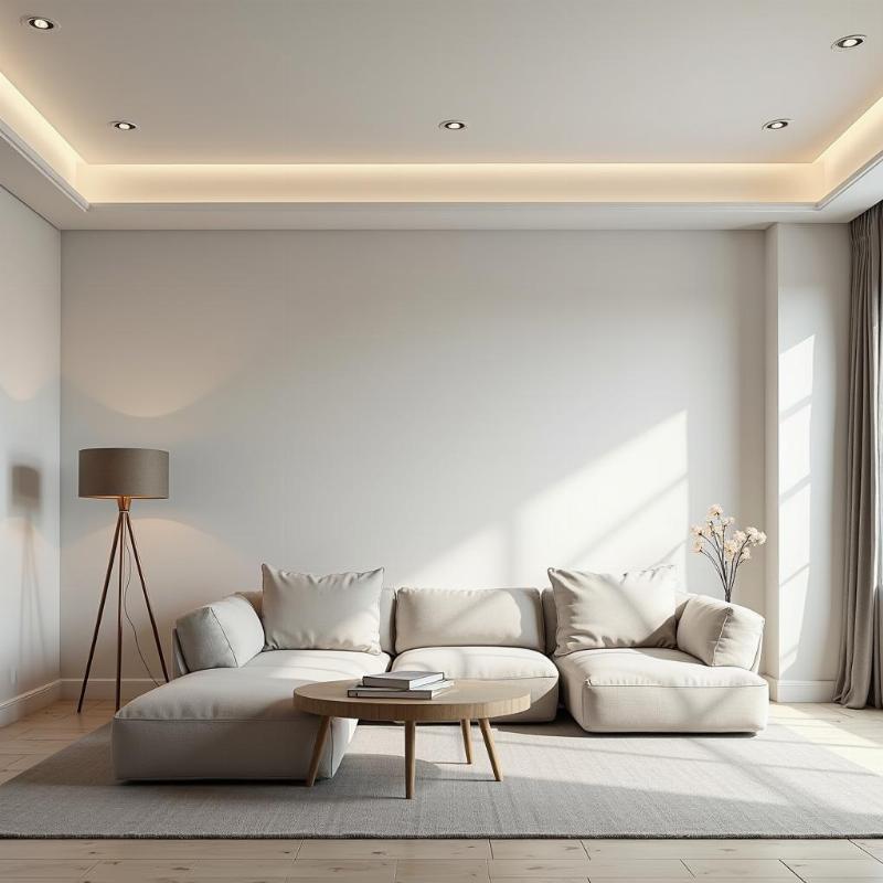 Mẫu phào chỉ PU trơn đơn giản phong cách hiện đại cho phòng khách