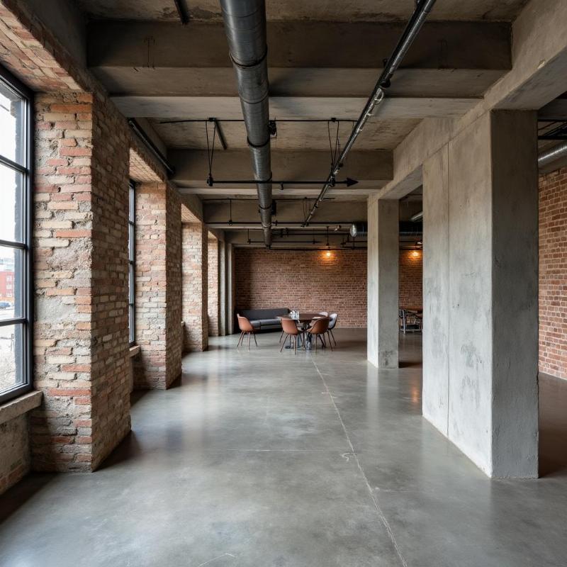 phao chỉ xi măng phong cách công nghiệp loft