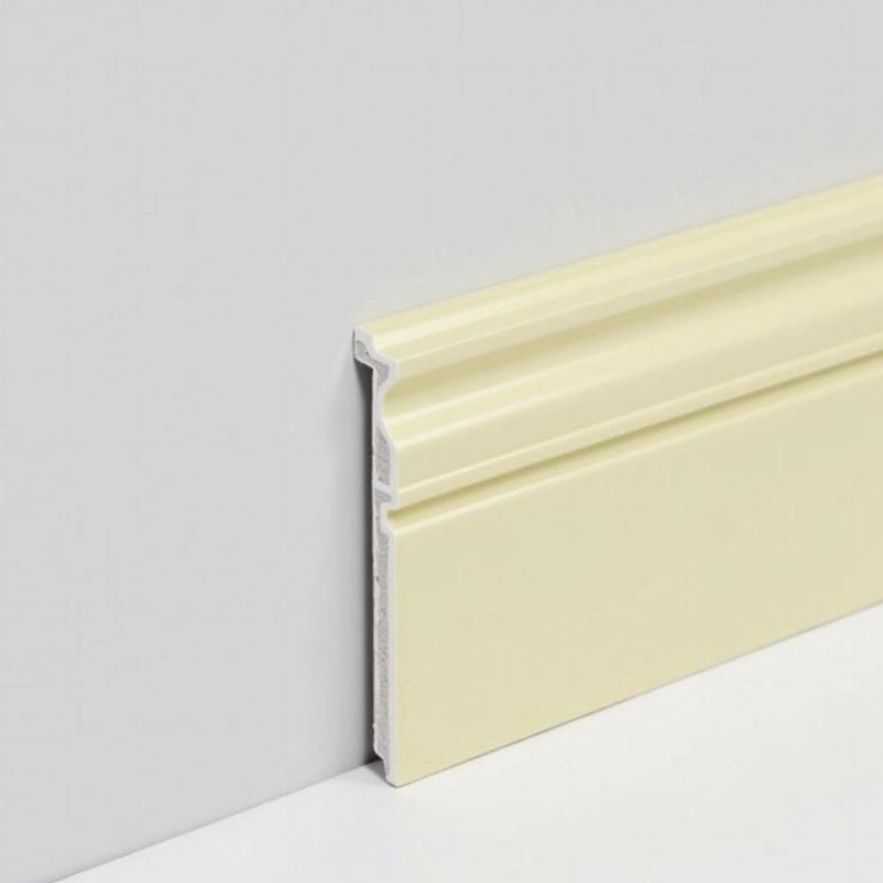 phao chỉ chân tường nhà bản 10cm màu kem, chất liệu nhựa PS, chống ẩm mốc