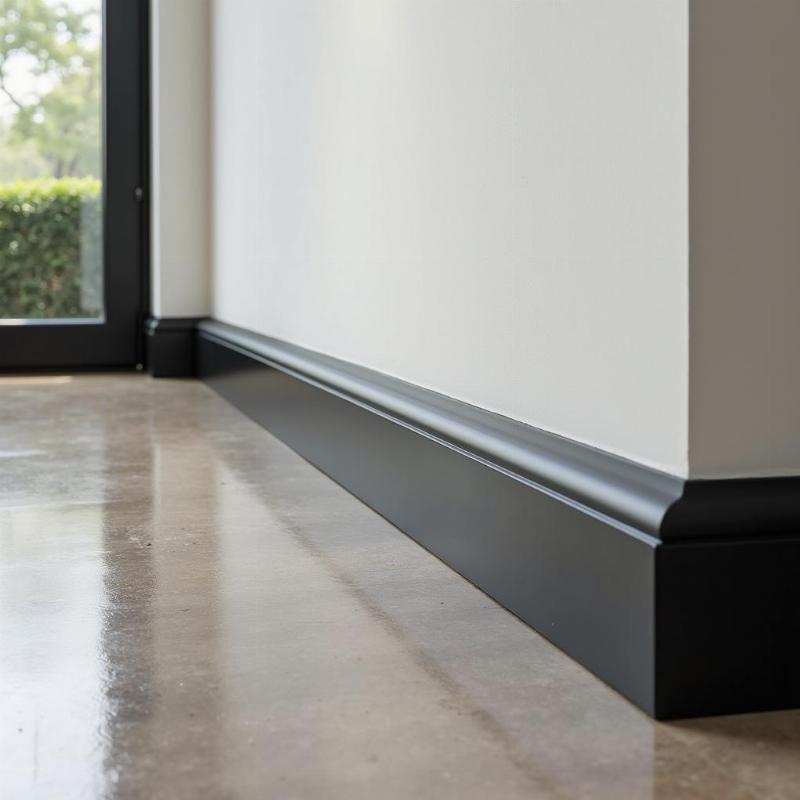 Phào chỉ nhôm đen mờ, ốp chân tường phòng làm việc