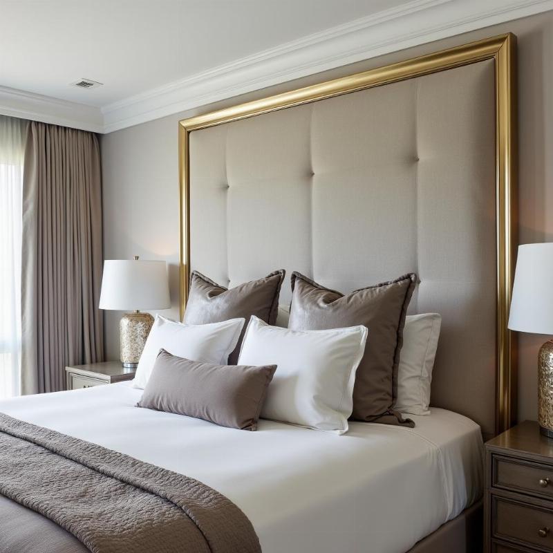 Phào chỉ nhôm ốp đầu giường phòng ngủ master, tạo điểm nhấn sang trọng