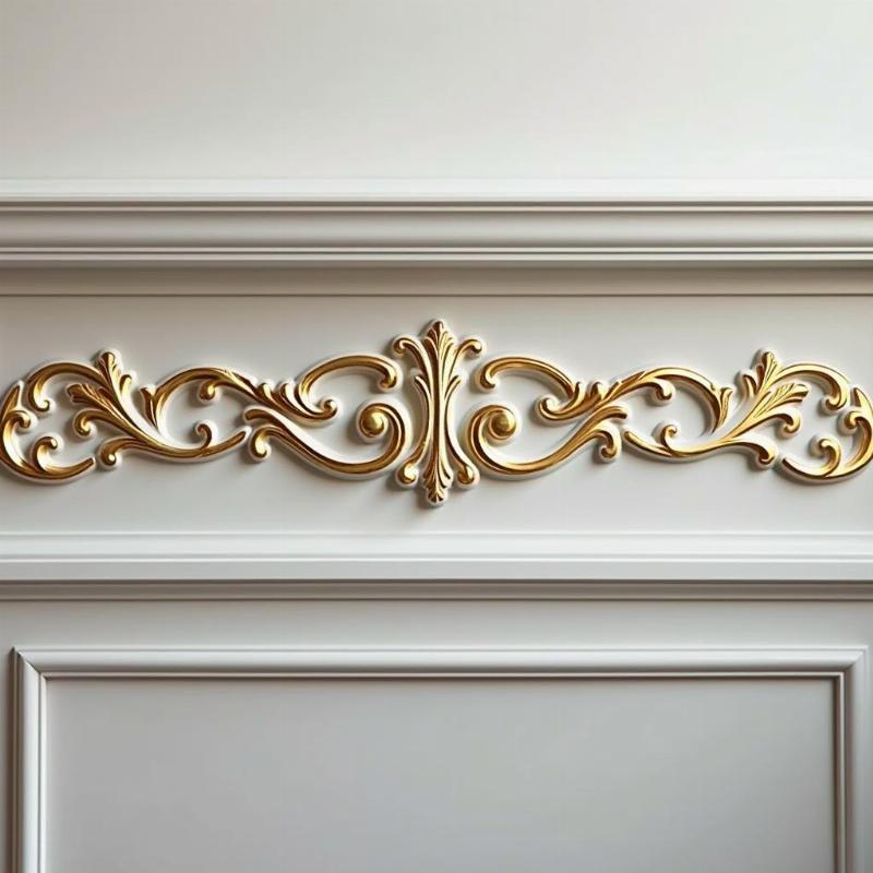 phao chỉ tường nhà tân cổ điển, kích thước 5cm, họa tiết tinh xảo màu vàng đồng