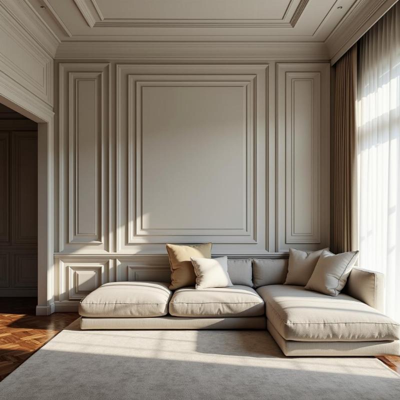 phao chỉ xi măng nội thất phòng khách